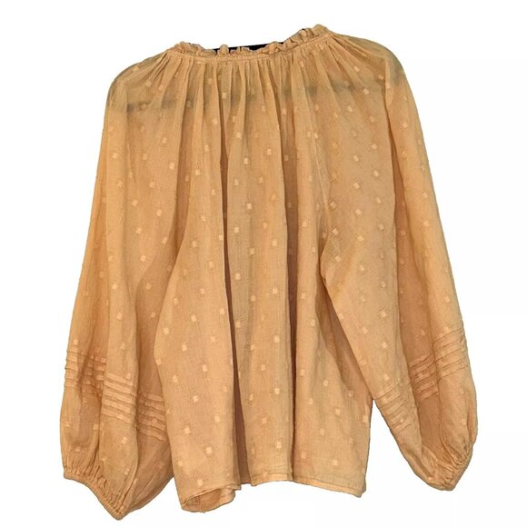 Cleobella Textured Puff Sleeve Peasant Top plus size 1X - Picture 2 of 9